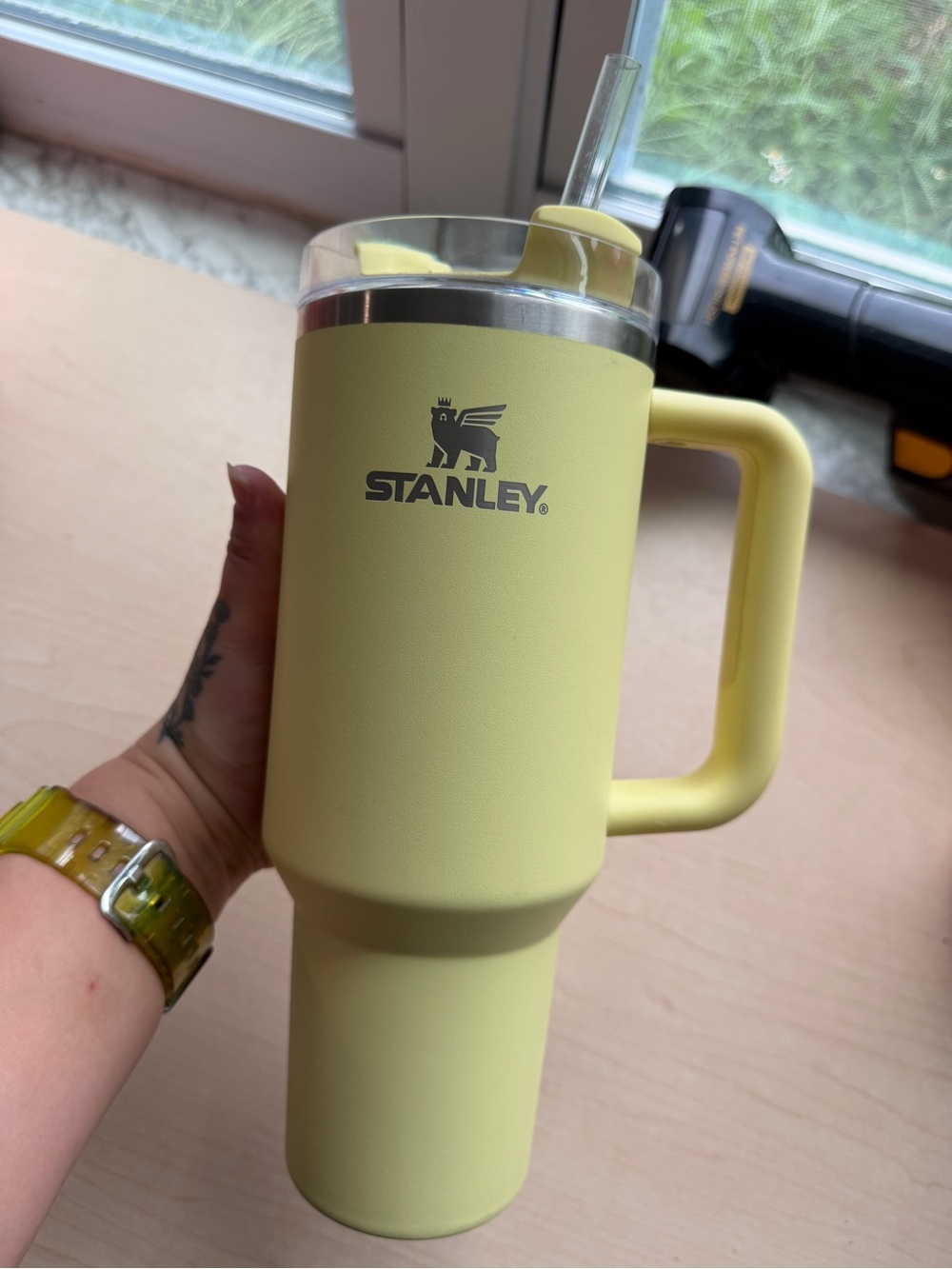 Yellow matte Stanley tumbler